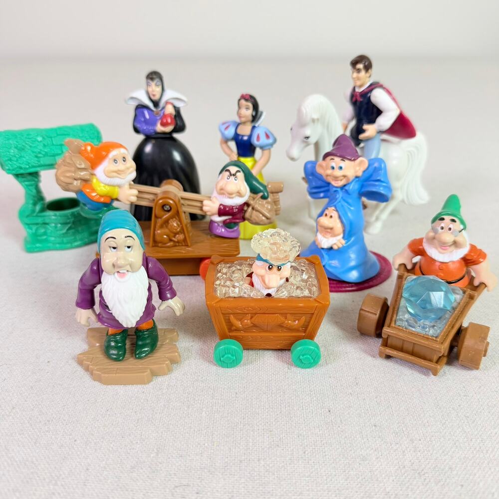 Vintage 1992 McDonald's Disney Snow White Seven Dwarfs Happy Meal Toys Complete